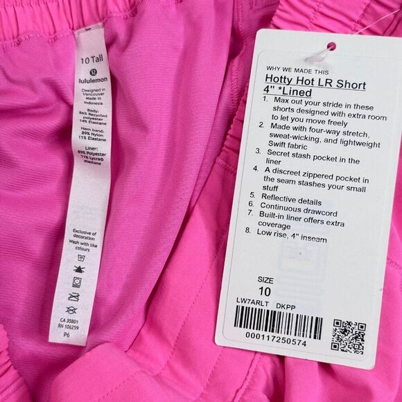 Lululemon Hotty Hot Low Rise Short Dark Prism Pink 10 Tall NEW - Picture 5 of 11